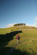 07-0743 Hill Walker and the Ancient Burial Mound of Kirkcarrion, Teesdale County Durham